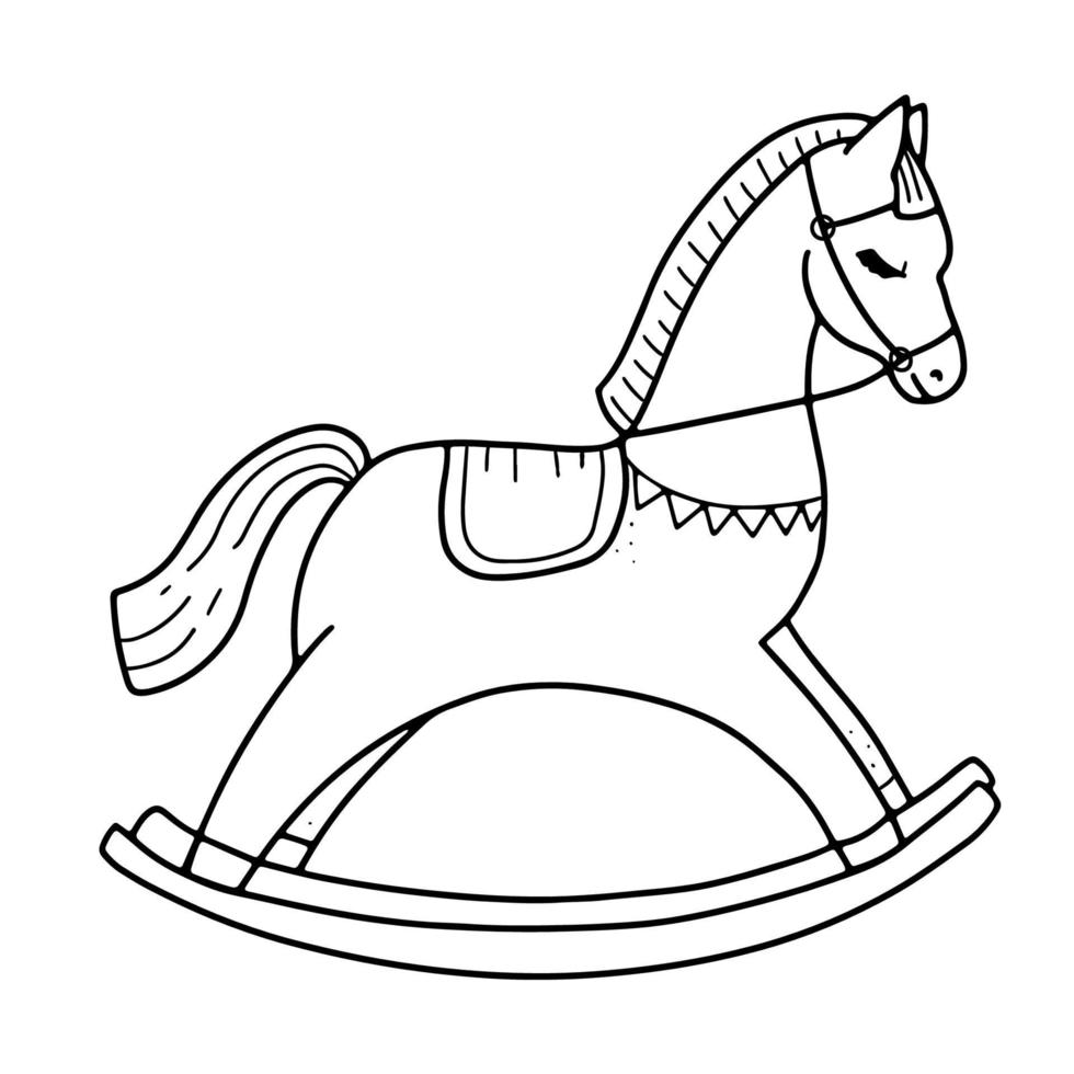 cheval à bascule. jouet pour enfants. jolie balançoire classique en bois. illustration vectorielle. vecteur