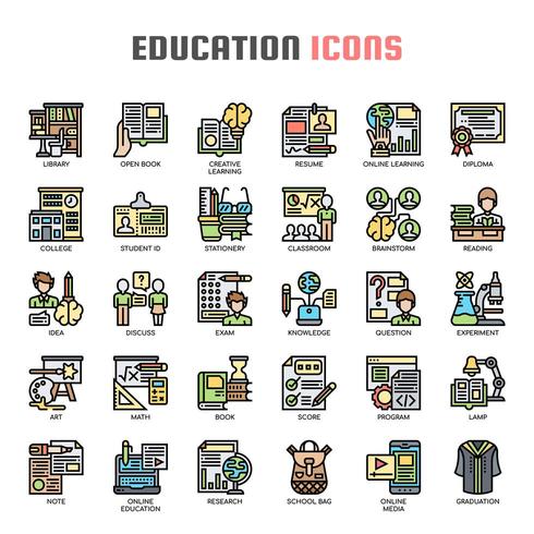 icônes de fine ligne d&#39;éducation vecteur