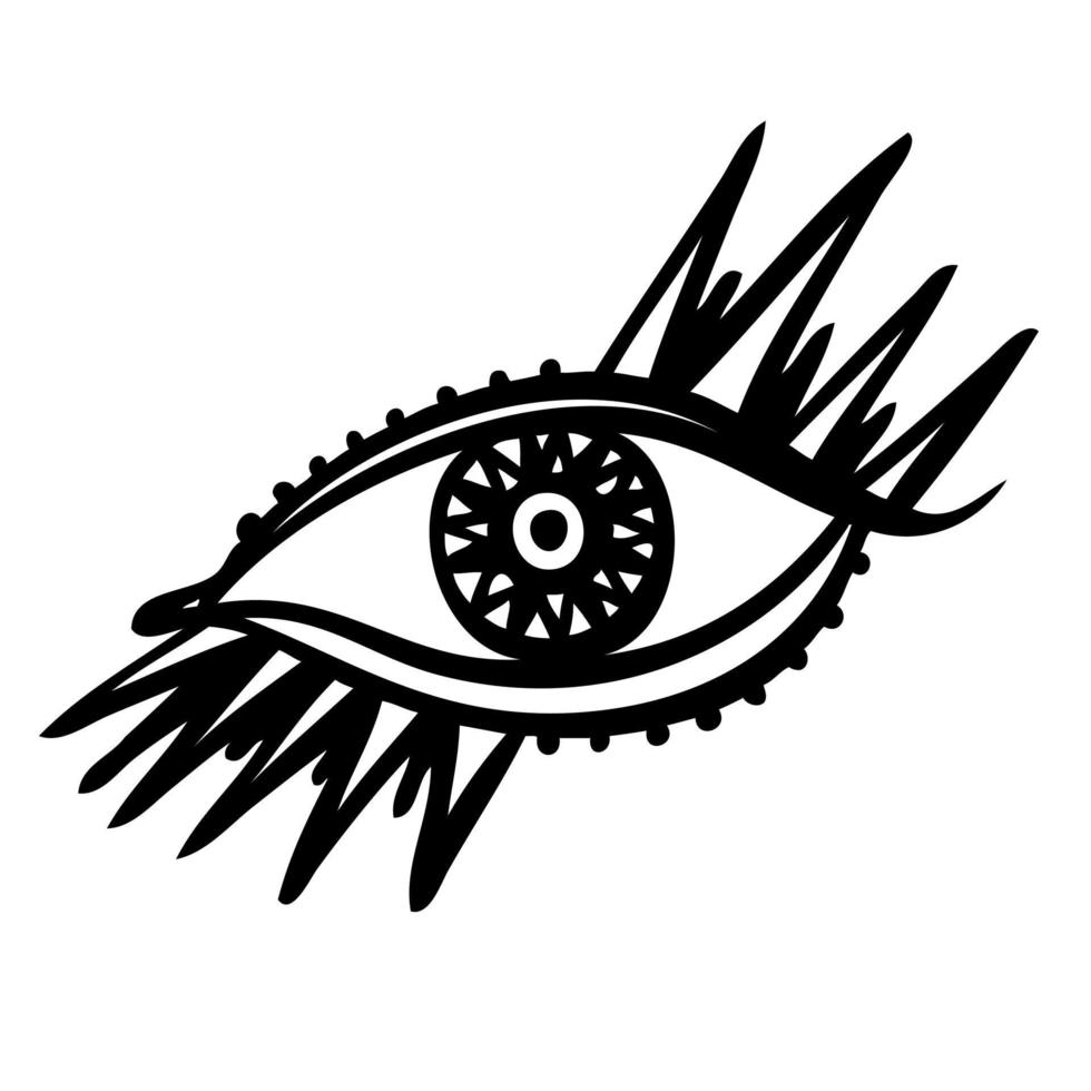 symbole de l'oeil qui voit le mal. emblème mystique occulte, conception graphique. alchimie des signes ésotériques, style décoratif. illustration vectorielle. vecteur