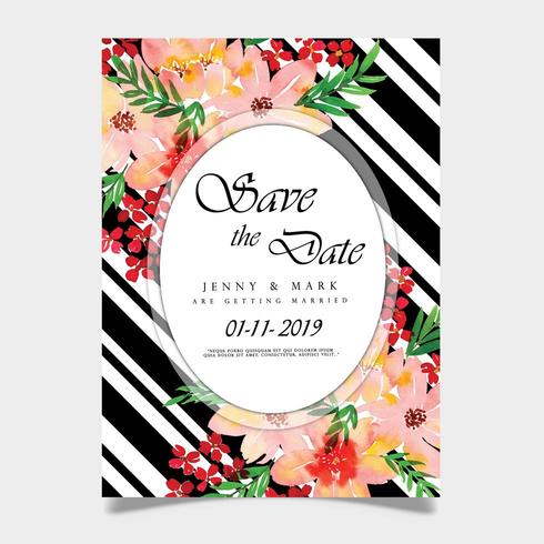 Carte d&#39;invitation de mariage aquarelle florale vecteur