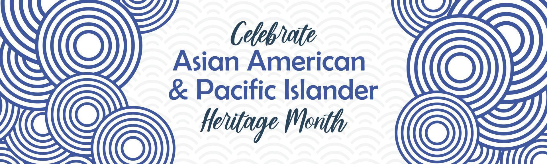 mois du patrimoine des insulaires asiatiques et américains. bannière horizontale géométrique abstraite de vecteur pour les médias sociaux. célébration annuelle de l'histoire de l'aapi aux états-unis.