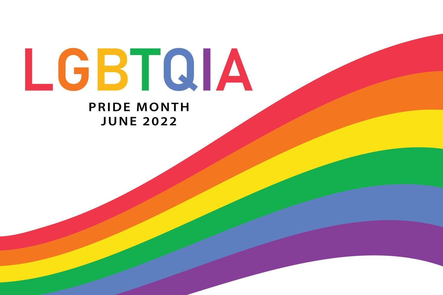 mois de fierté lgbtqia juin 2022 - modèle d'affiche horizontale avec drapeau arc-en-ciel, symbole lgbt. conception de bannière de vecteur pour les médias sociaux