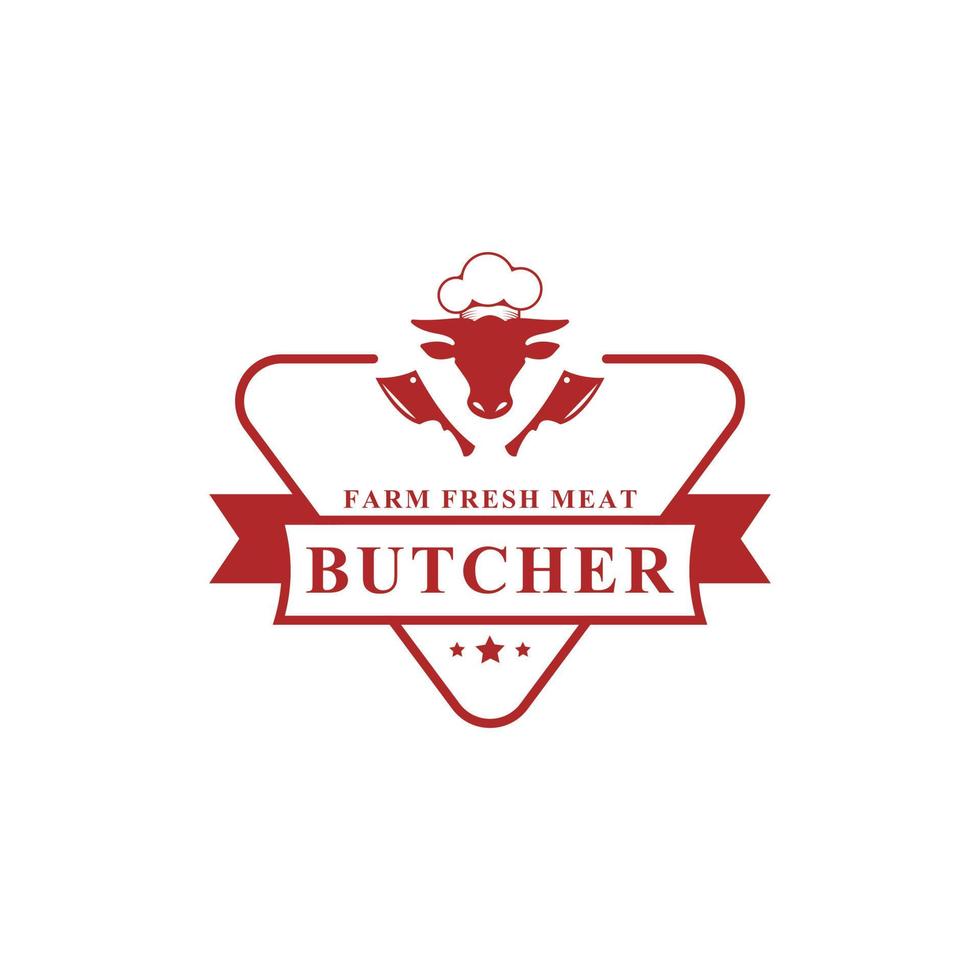 illustration vectorielle de boucherie rétro vintage bonne pour les badges de ferme ou de restaurant avec des silhouettes d'animaux et de viande emblèmes de typographie création de logo vecteur
