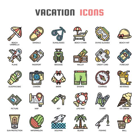 Vacances et Pixel Perfect Icons vecteur