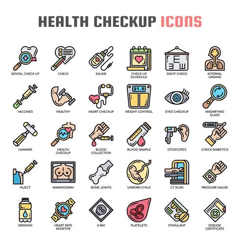 Bilan de santé Thin Line Icons vecteur