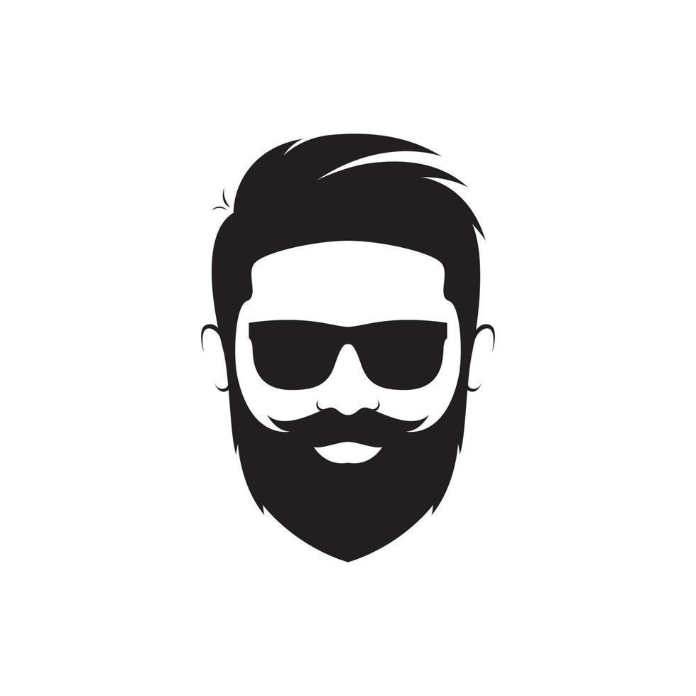 tête homme cool avec barbe style logo design vecteur graphique icône symbole illustration