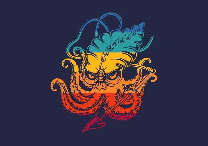 kraken monstre coloré vecteur