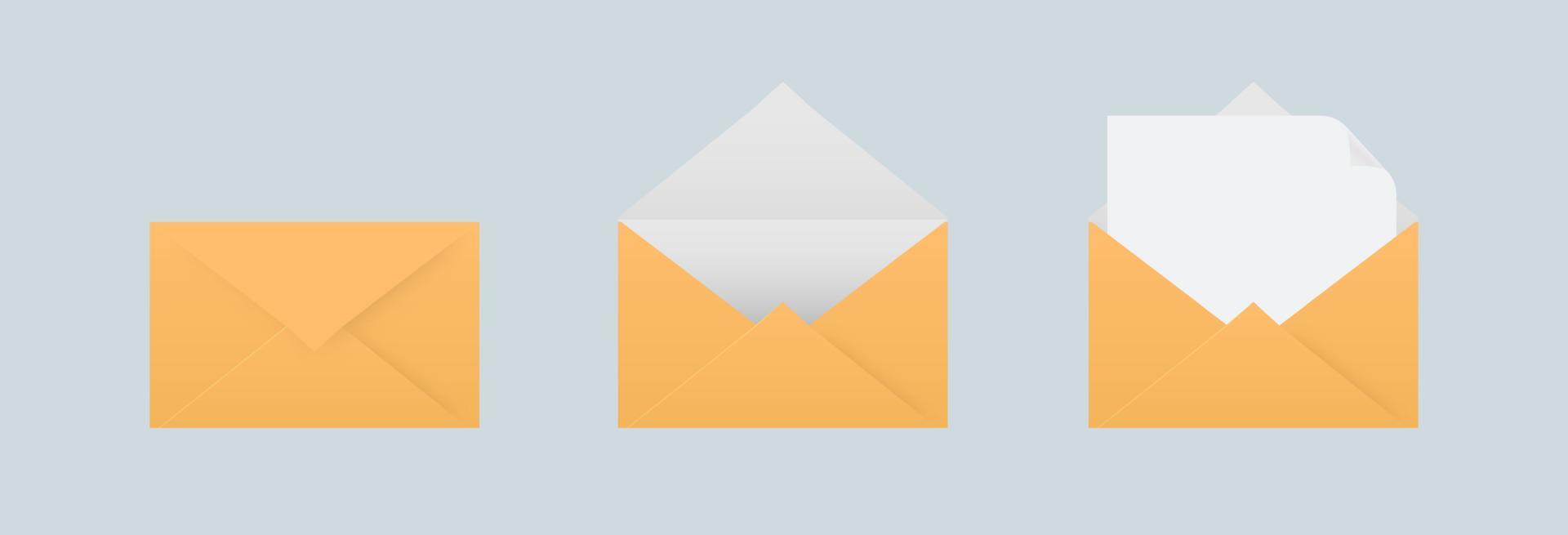 enveloppe de message ou collection d'enveloppes de lettres dans un style réaliste. vecteur