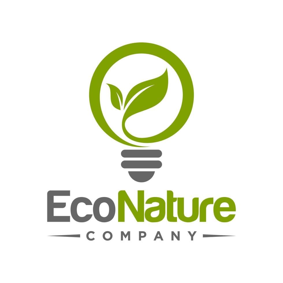 lampe à ampoule écologique avec logo feuille. symbole de lampe à économie d'énergie, icône. respectueux de l'environnement, monde écologique, feuille verte, symbole de la lampe à économie d'énergie vecteur