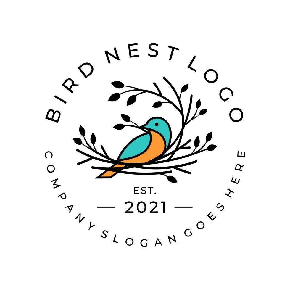 nid d'oiseau logo design illustration vectorielle vecteur