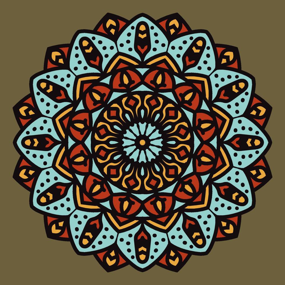 style boho mandala abstrait avec objet plume décoration ronde traditionnelle conception de vecteur de couleur vintage