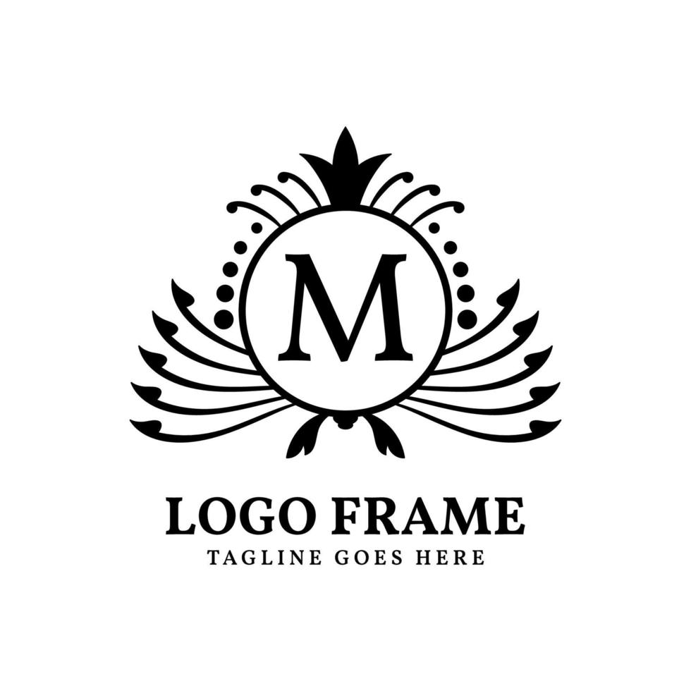 lettre m cercle vintage cadre luxe création de logo vectoriel gracieux