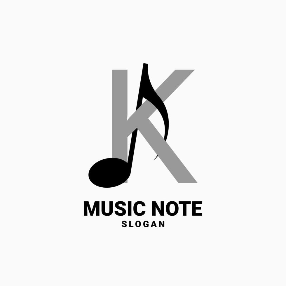 lettre k avec création de logo vectoriel note de musique