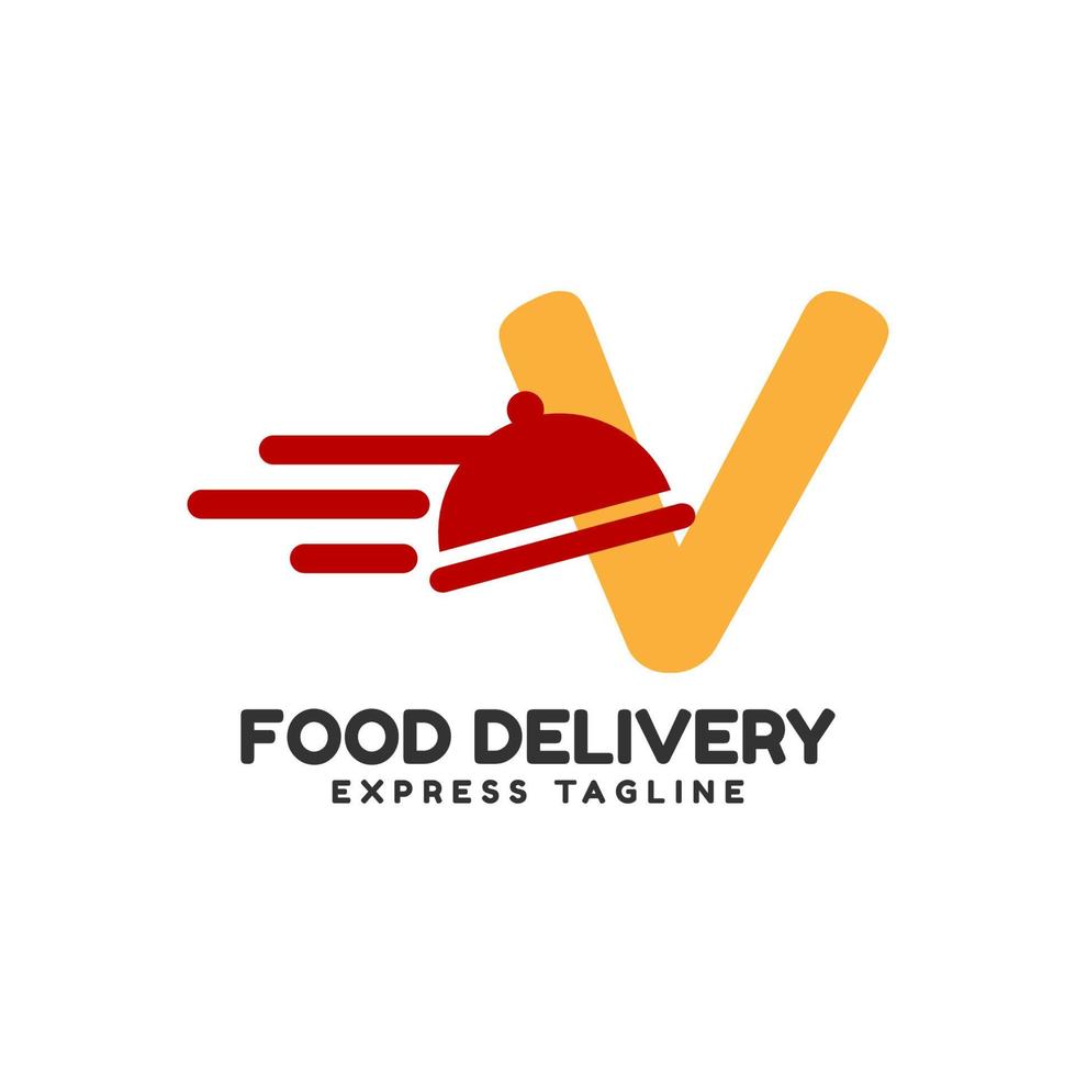 lettre v express livraison de nourriture vecteur création de logo initial