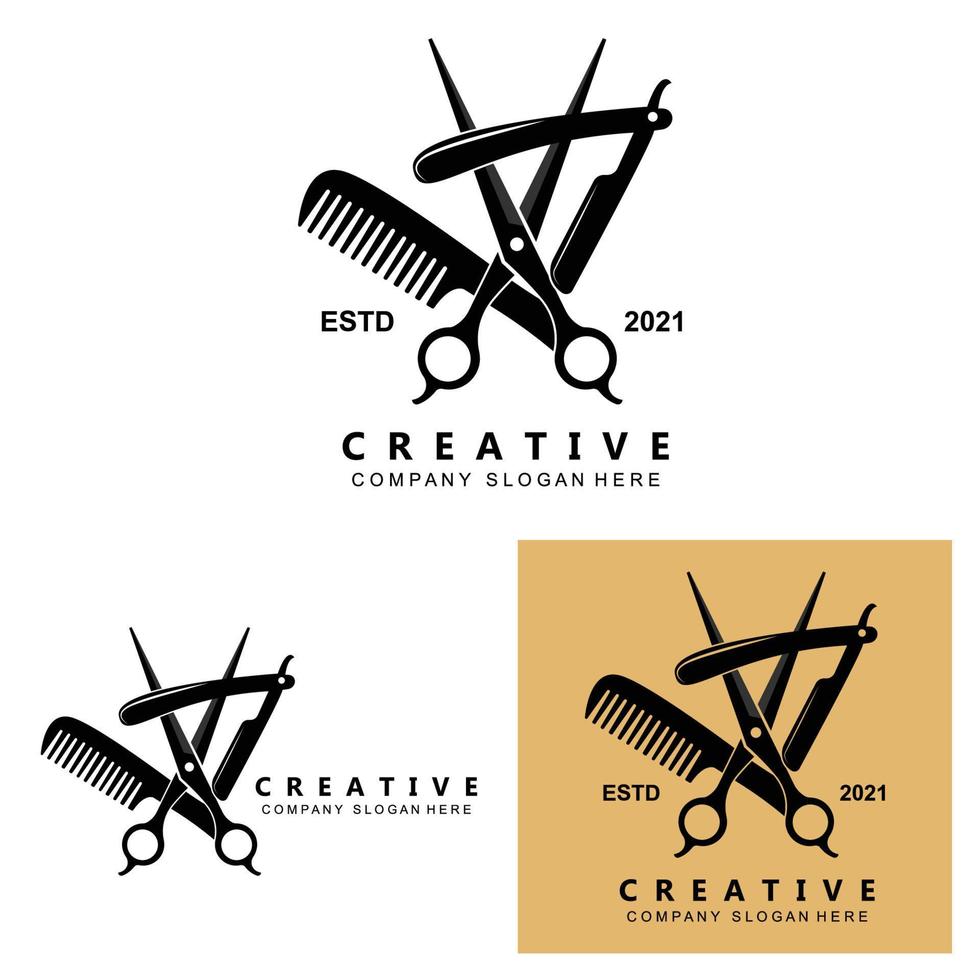 outil de coiffure ciseaux logo icône arrière-plan symbole vecteur