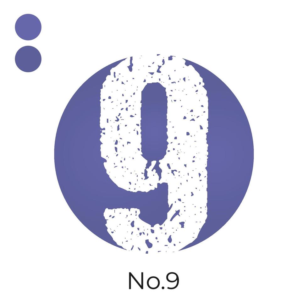 numéro rugueux neuf en élément de conception de vecteur de couleur dégradé très péri cercle