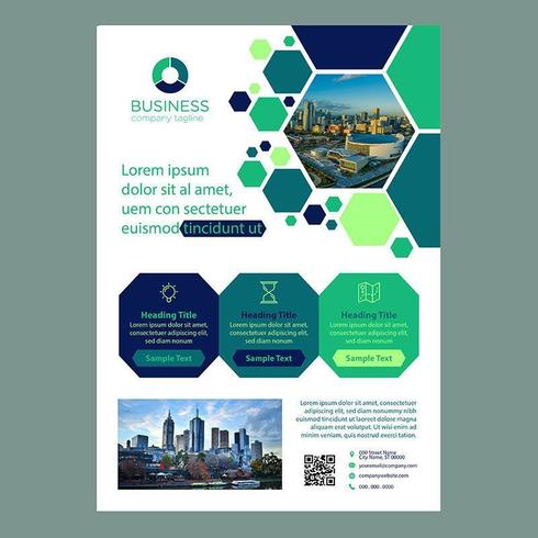 Brochure d&#39;entreprise moderne Green Hexagon vecteur