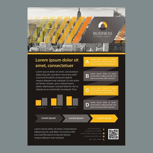 Brochure commerciale jaune-noir avec lignes de dégradé vecteur