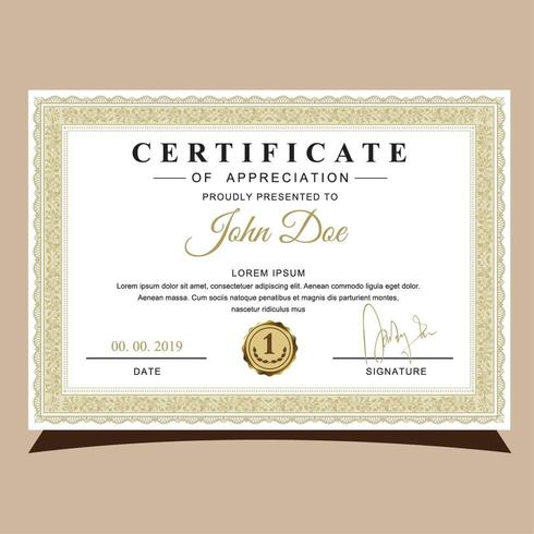 Certificat d&#39;appréciation Golden Frame vecteur