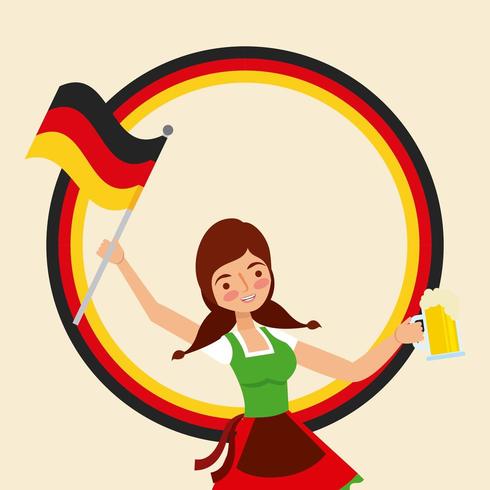 fille tenant le drapeau de l&#39;Allemagne et de la bière vecteur