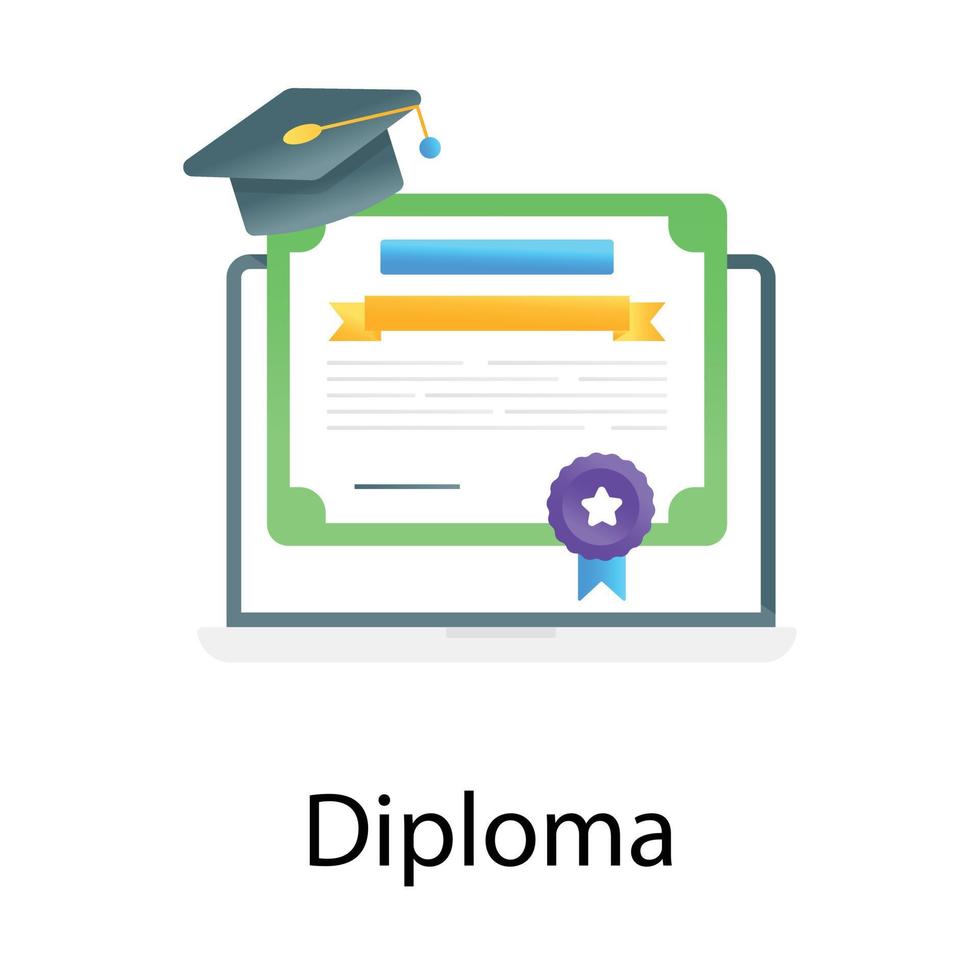 vecteur dégradé plat tendance du diplôme en ligne