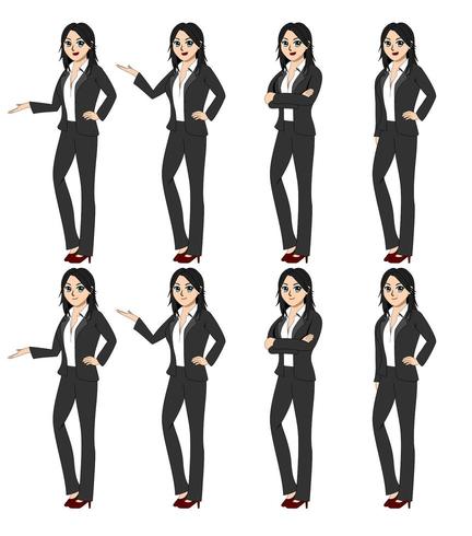 Image vectorielle illustration des 8 gestes de femmes d&#39;affaires. vecteur