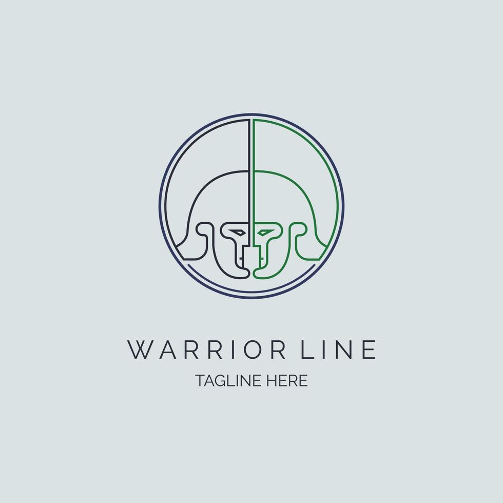 modèle de conception de logo de style de ligne de gladiateur de guerrier spartiate pour la marque ou l'entreprise vecteur