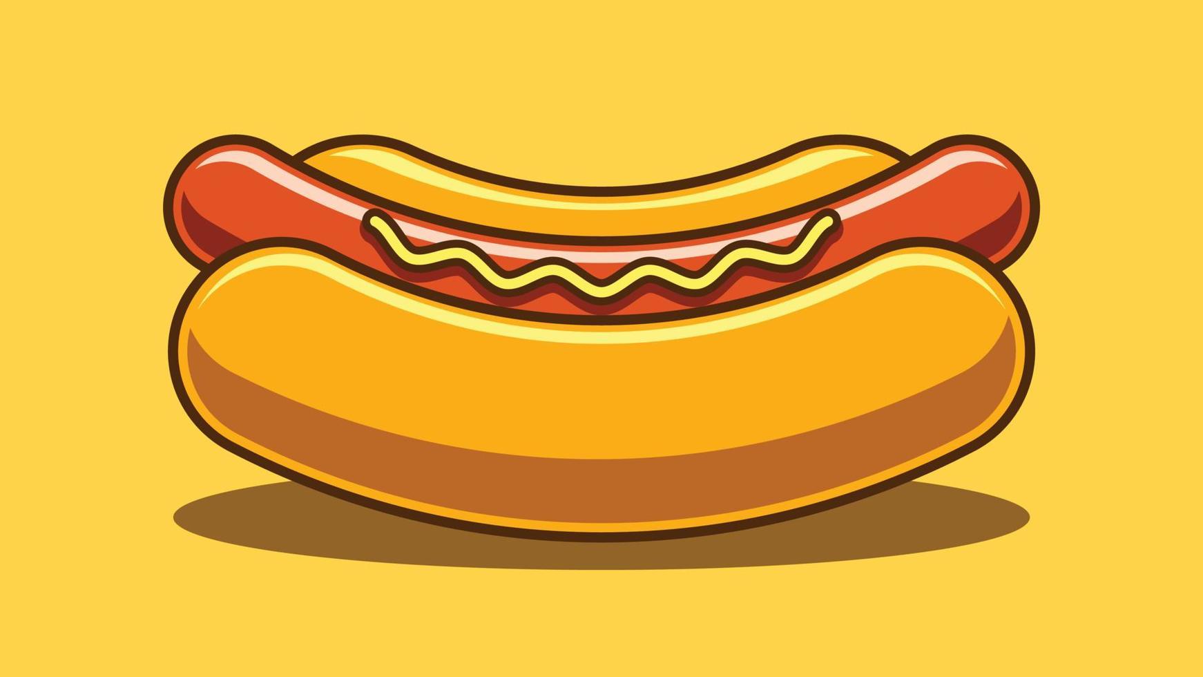 dessin animé hot-dog à la moutarde vecteur