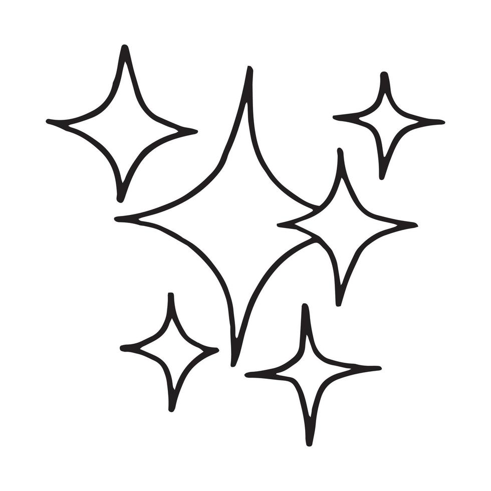 ensemble de griffonnages d'étoiles vectorielles icône d'étincelle, icône de surface propre. étoiles à effet de lumière rougeoyante et éclat brillant. isolé sur fond blanc. illustration vectorielle vecteur