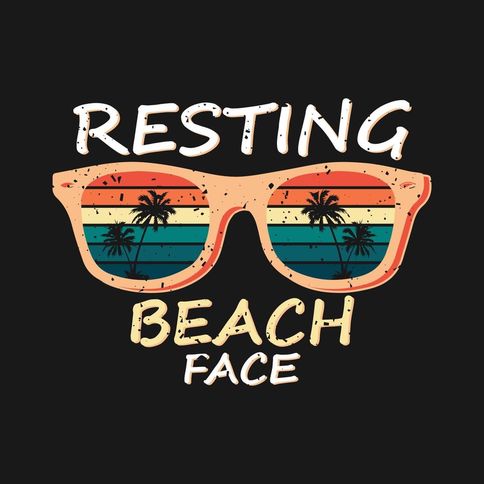 visage de plage au repos illustration vectorielle de conception de t-shirt de vacances à la plage rétro vintage vecteur