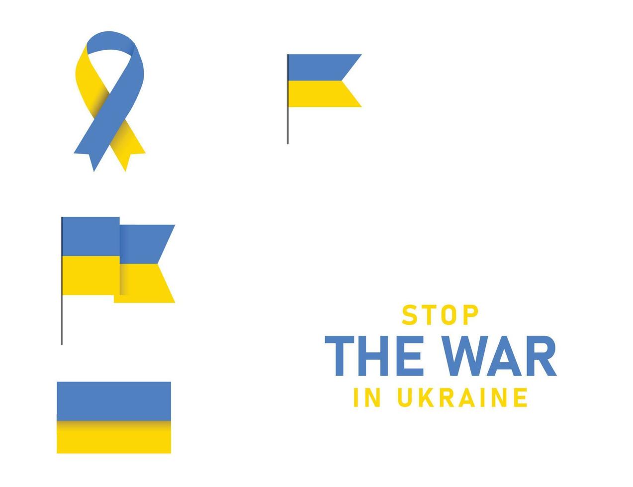 ruban de drapeau ukrainien avec le texte stop war dans l'inscription ukrainienne avec le symbole dans les couleurs nationales bleu-jaune sur fond blanc. illustration vectorielle vecteur