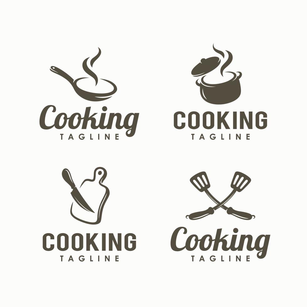 ensemble de modèle de conception de logo de cuisine vecteur