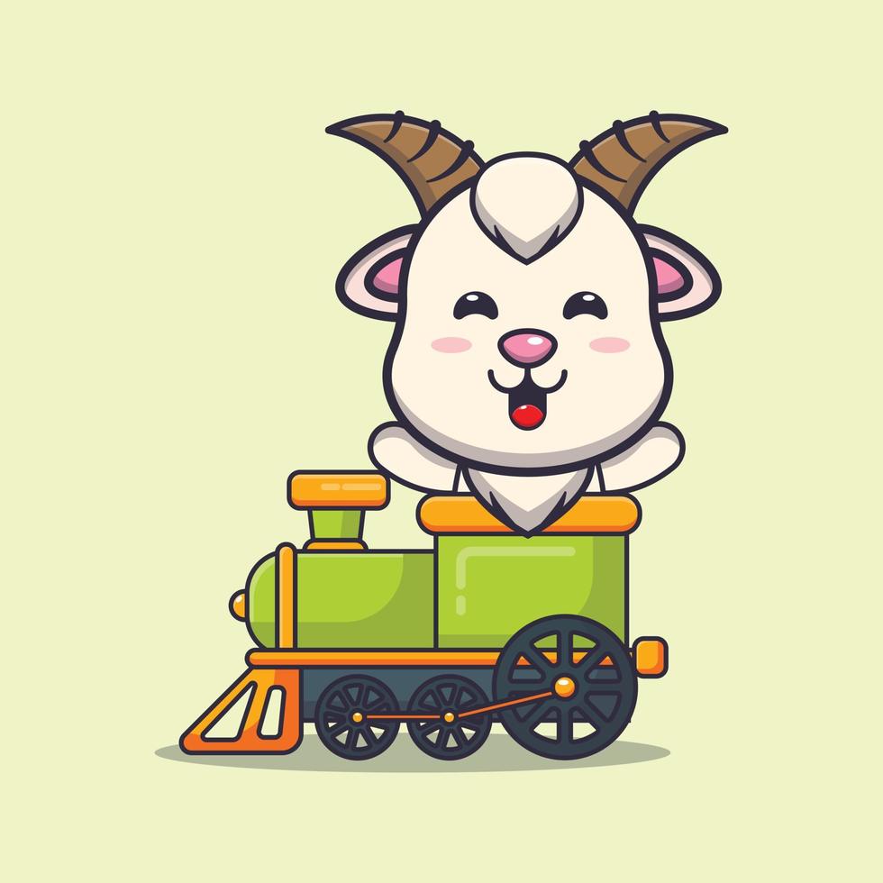 personnage de dessin animé de mascotte de chèvre mignonne en train vecteur