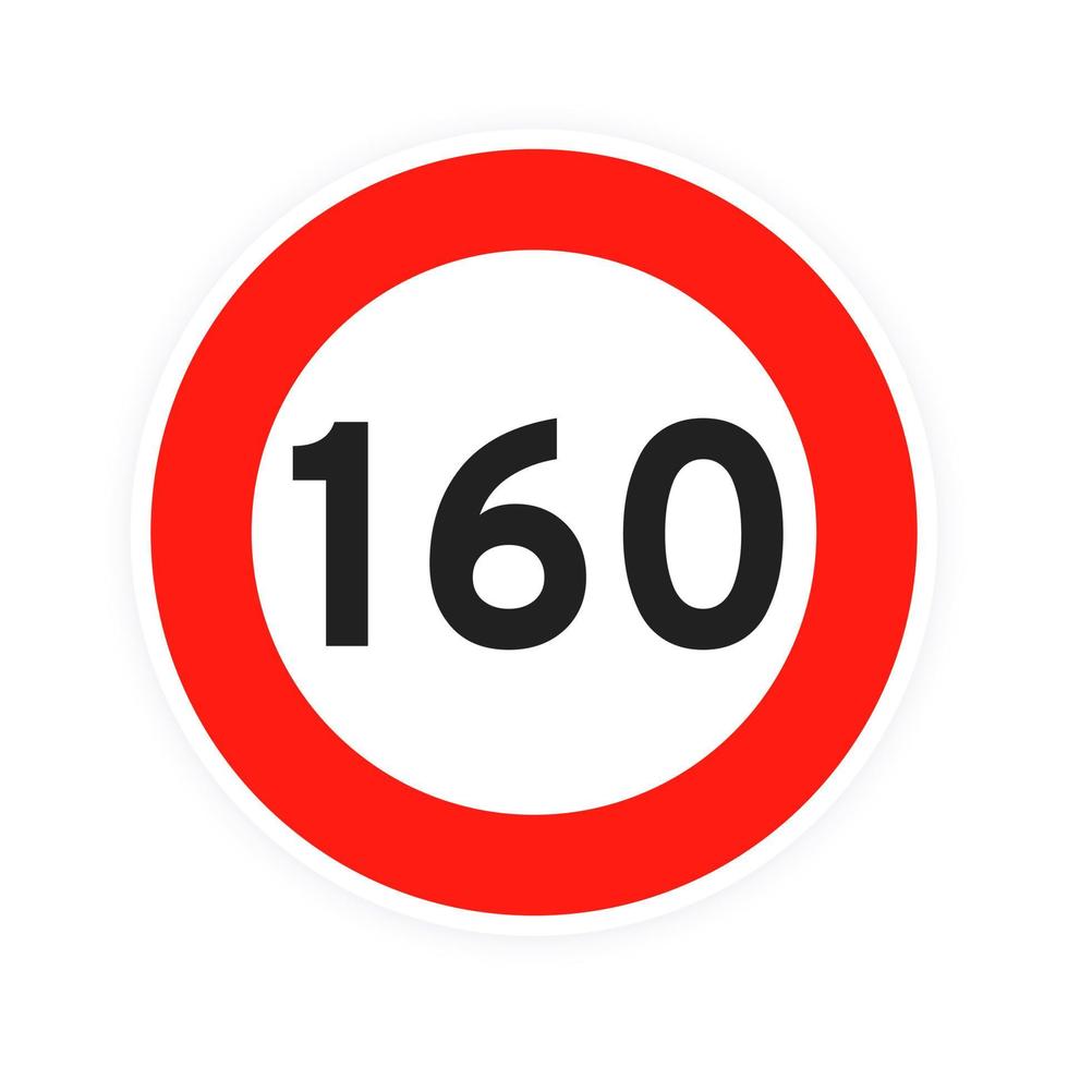 limite de vitesse 160 icône de trafic routier rond signe illustration vectorielle de conception de style plat isolée sur fond blanc. vecteur