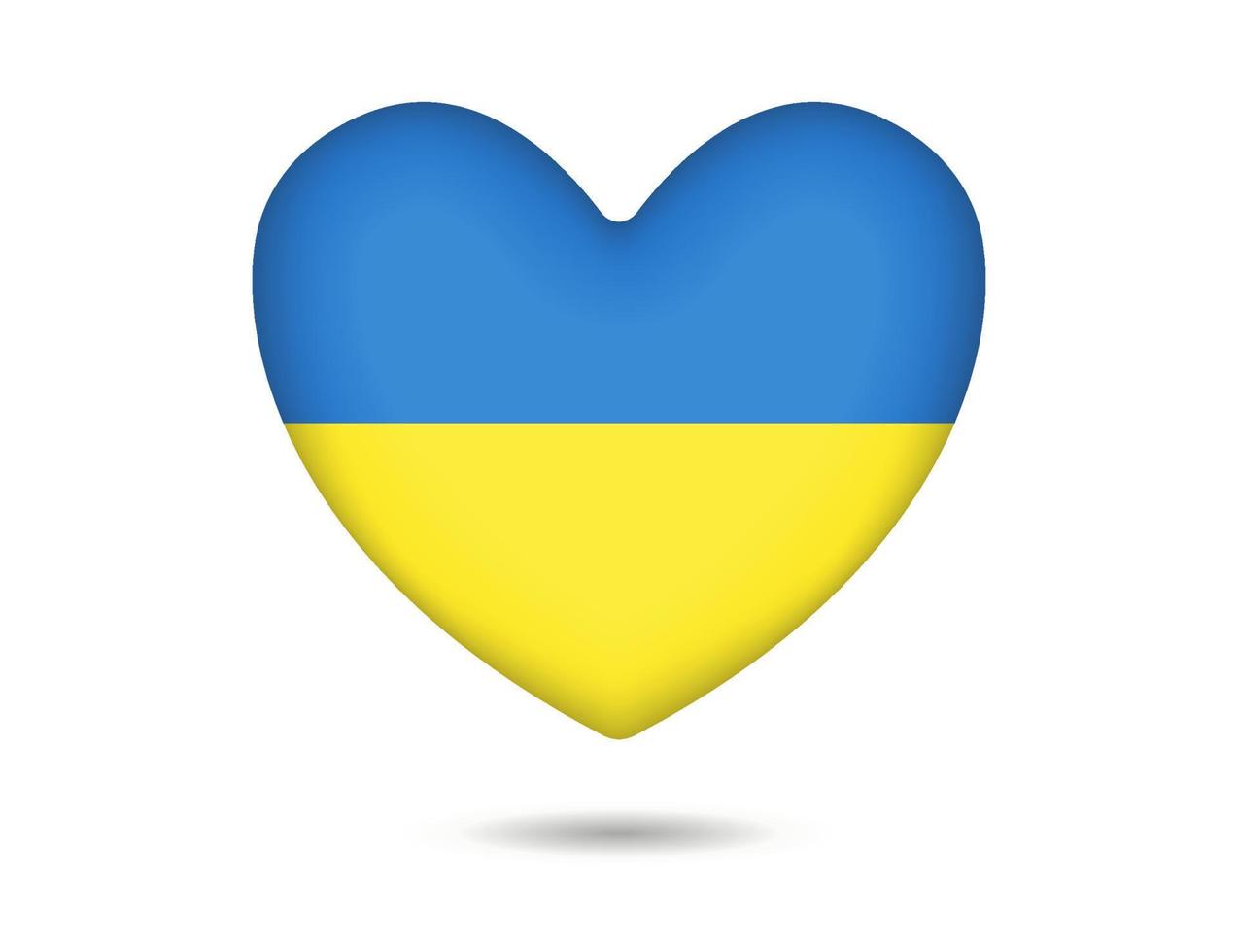 drapeau national de l'ukraine en illustration de coeur. avec amour pour le pays ukrainien. icône de coeur 3d isolé sur fond blanc. symbole conceptuel. illustration vectorielle vecteur