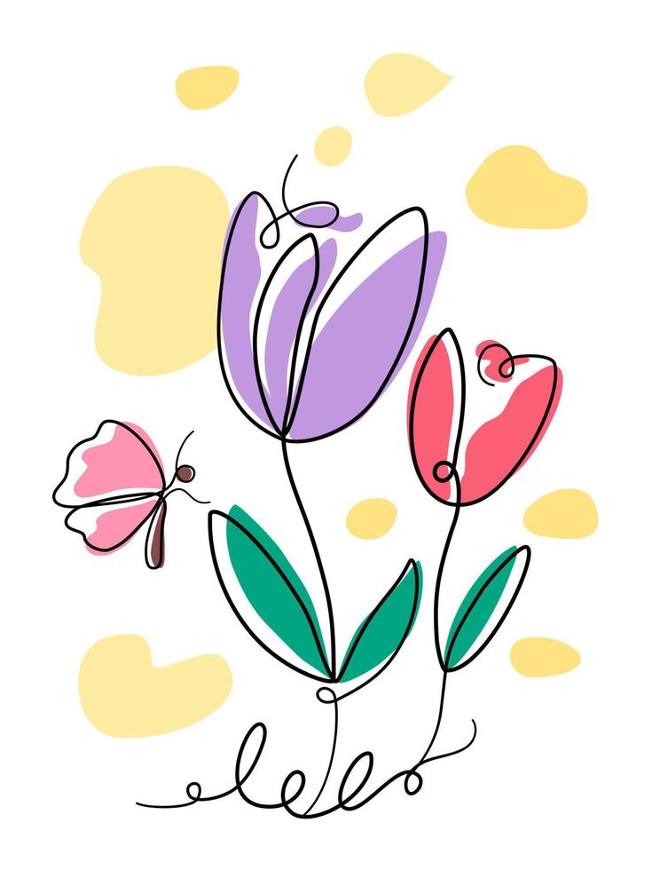 une collection de motifs floraux abstraits conçus dans un style doodle simple vecteur