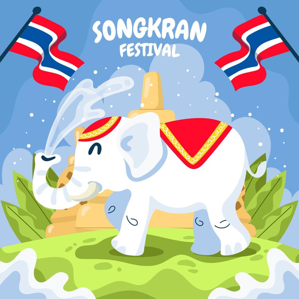 éléphant blanc au festival de songkran vecteur