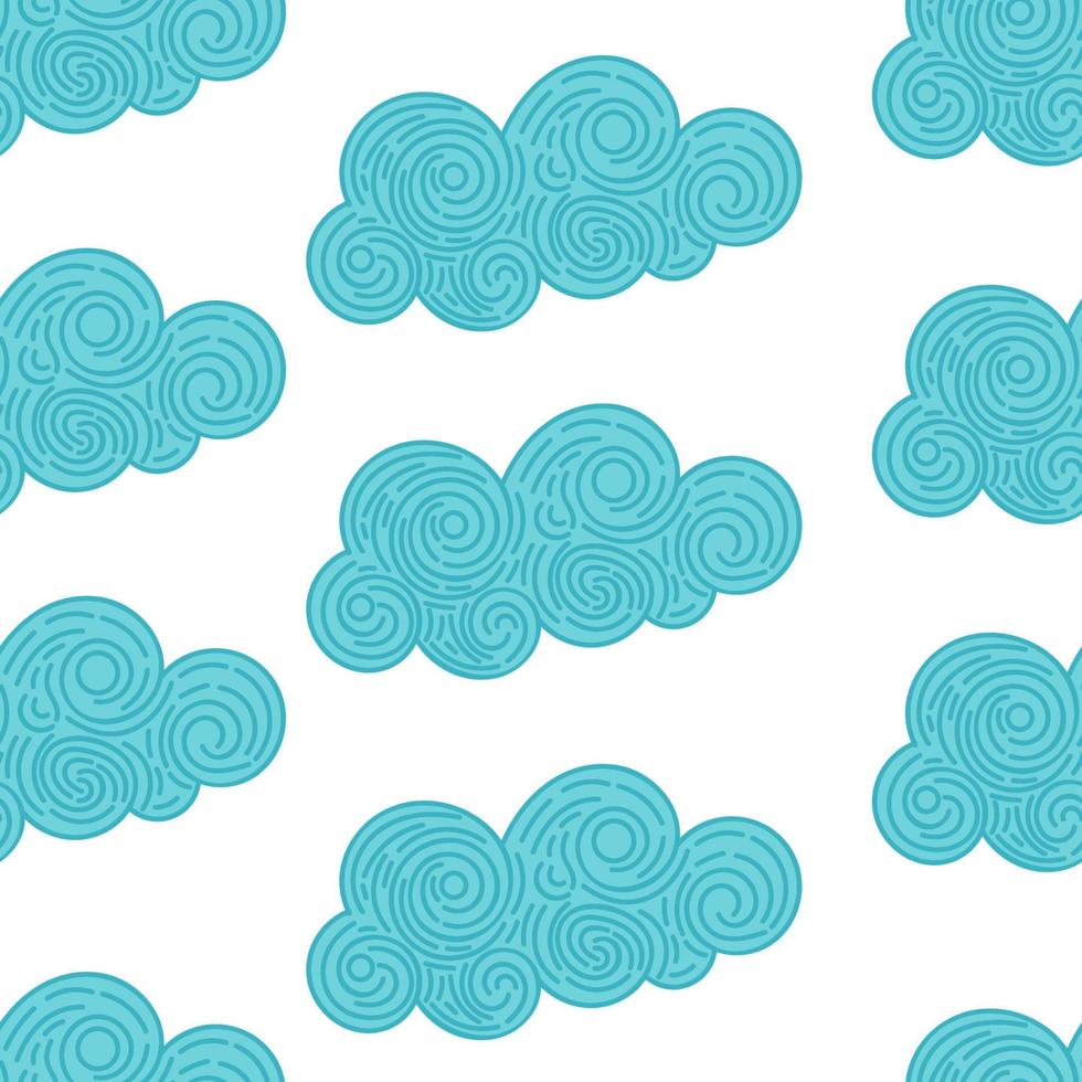 arrière-plan abstrait harmonieux avec des nuages bouclés doodle sur fond blanc. motif géométrique infini. vecteur