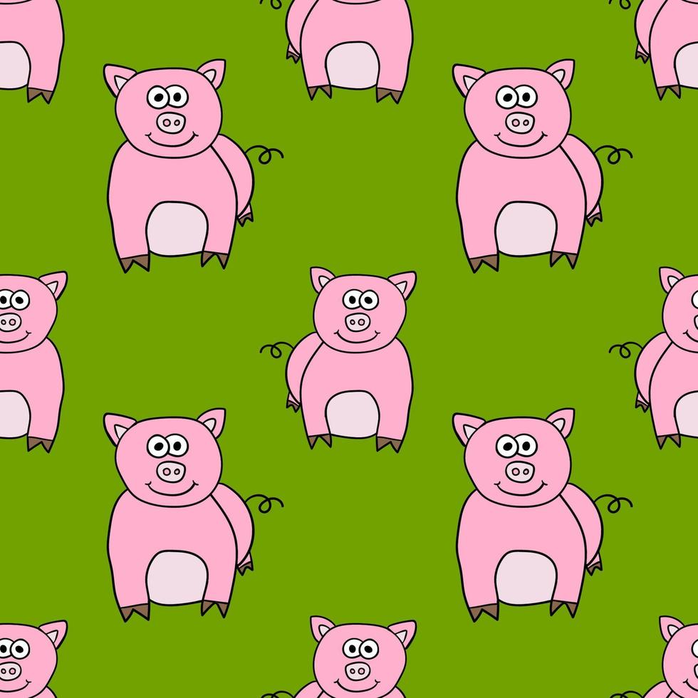 dessin animé doodle cochon modèle sans couture, fond animal. vecteur