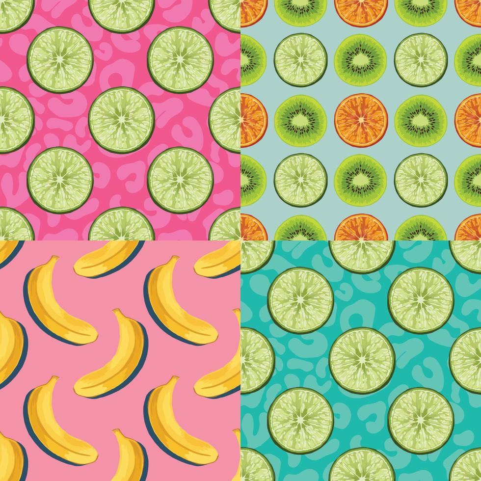 conception sans couture de fruits et légumes pour ensemble d'emballage en papier vecteur