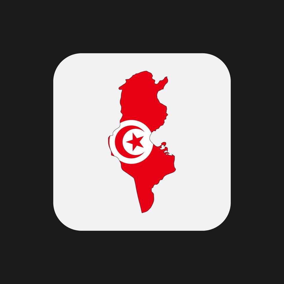 Tunisie carte silhouette avec drapeau sur fond blanc vecteur