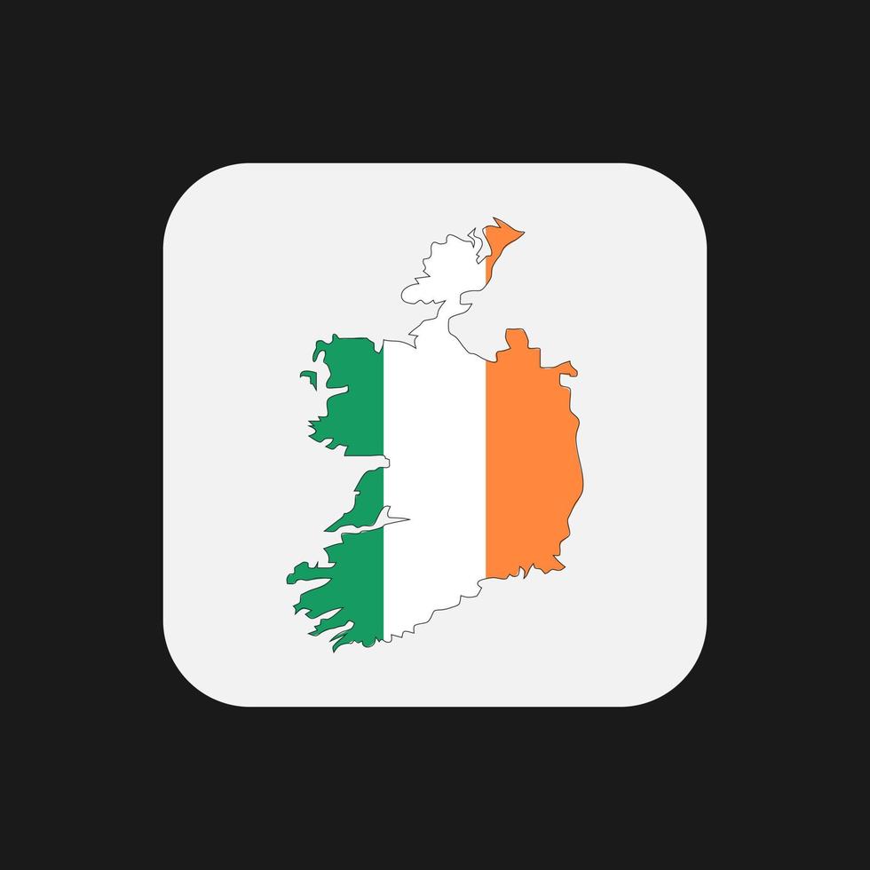 L'Irlande carte silhouette avec drapeau sur fond blanc vecteur