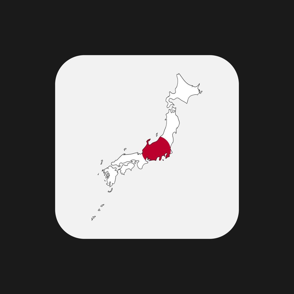 Japon carte silhouette avec drapeau sur fond blanc vecteur