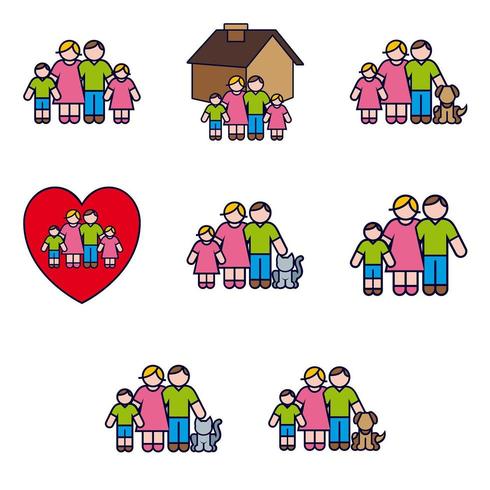 Parents et enfants Icon Set vecteur