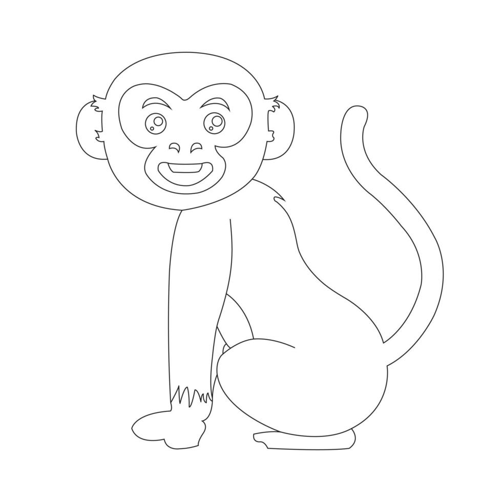 mignon petit singe aperçu coloriage pour enfants livre de coloriage animal dessin animé illustration vectorielle vecteur