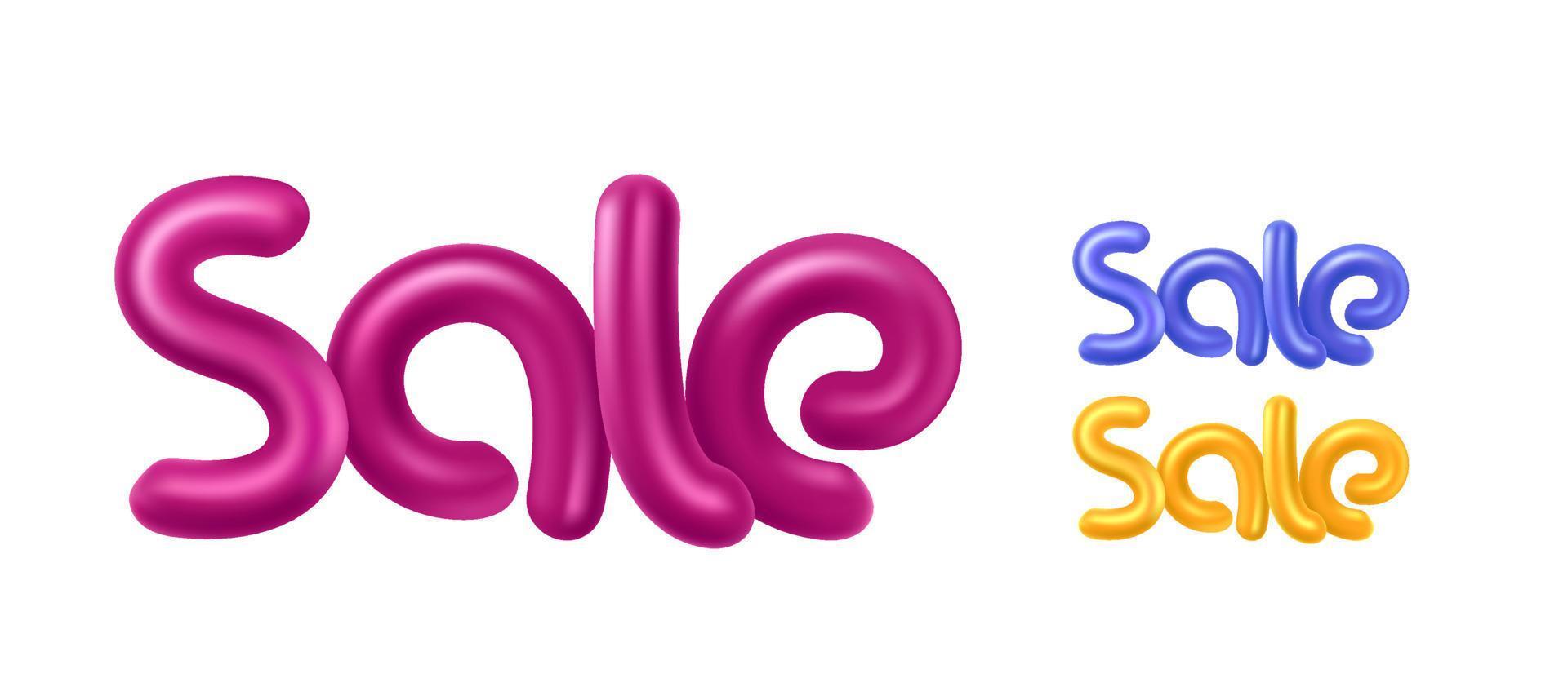 inscription de vente. clipart vectoriel 3d avec effet ballons isolé sur fond blanc