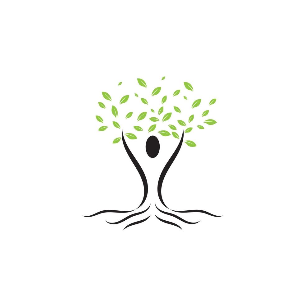 modèle de conception de concept de logo arbre et bois humain vecteur