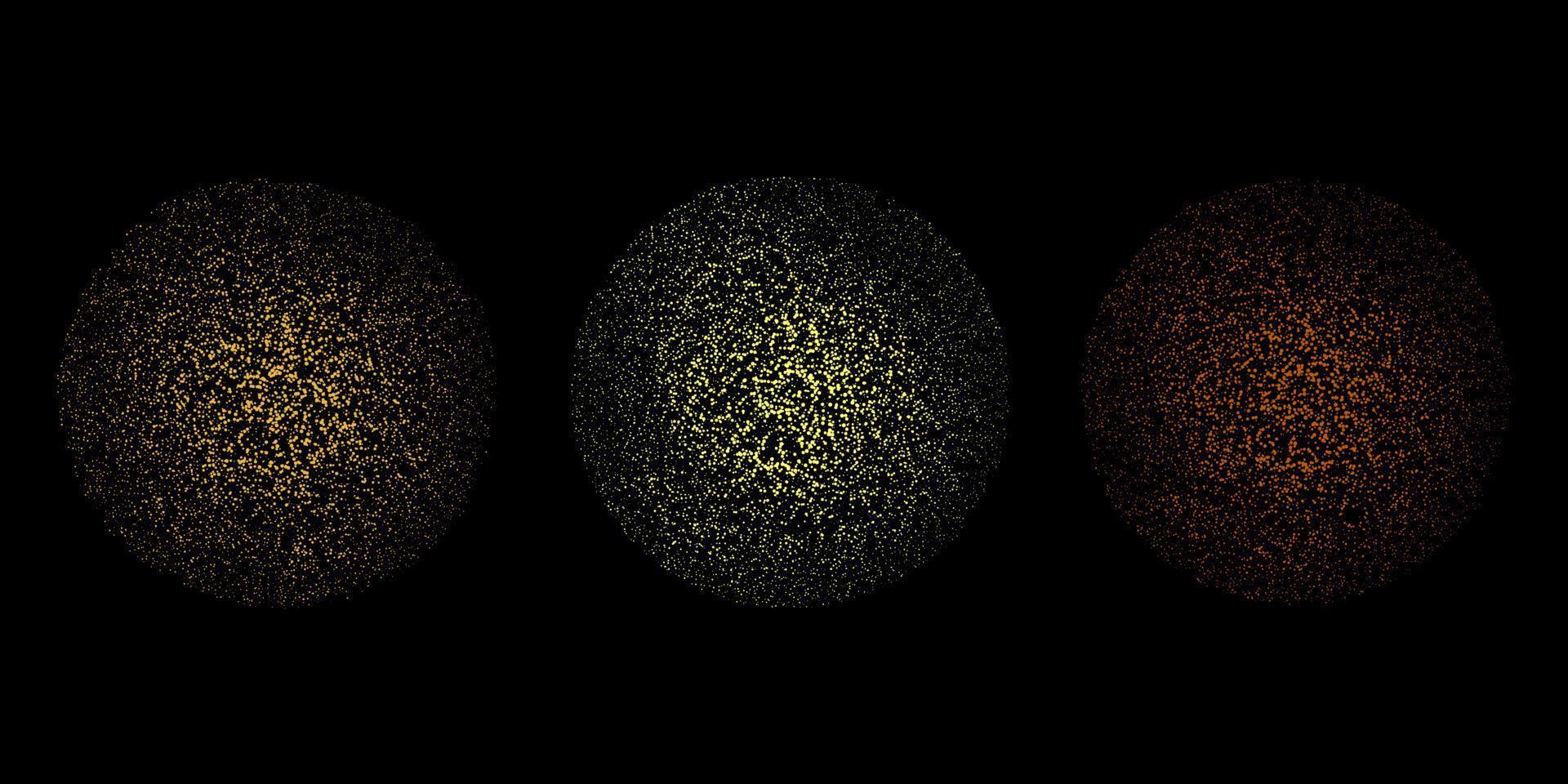 points scintillants d'or, étincelles, particules et étoiles sur fond noir. illustration vectorielle. vecteur