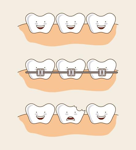 Ensemble d&#39;images de dents dentaires de dessin animé vecteur