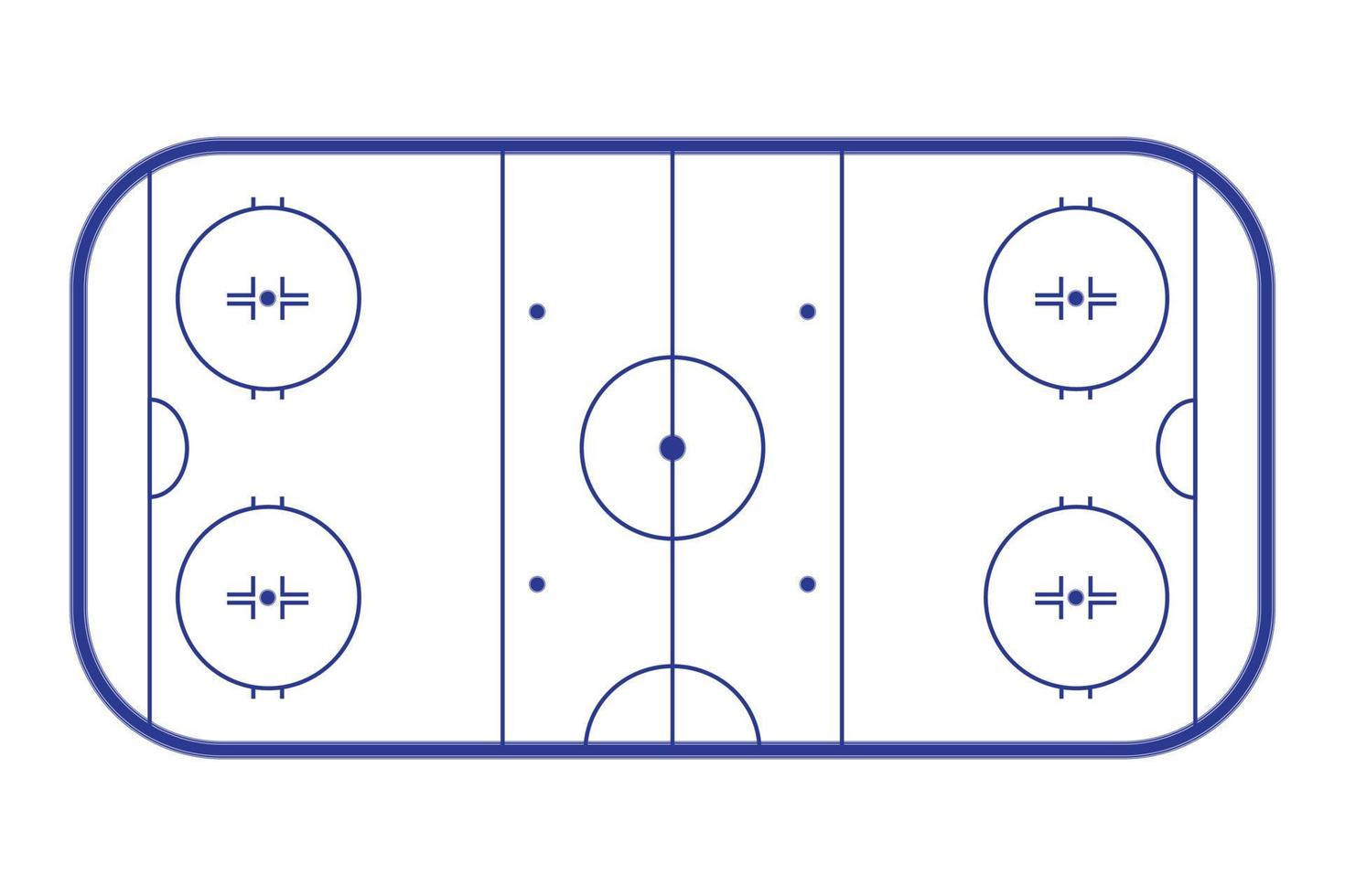 patinoire de hockey sur glace, vue de dessus. contour de terrain de hockey isolé sur fond blanc. illustration vectorielle. vecteur